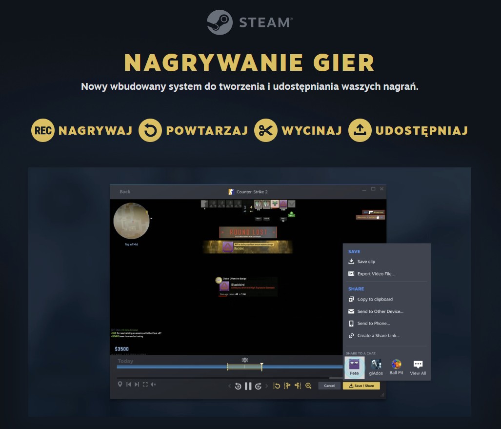 Zdjęcie okładkowe wpisu Steam wprowadza narzędzie do nagrywania rozgrywki