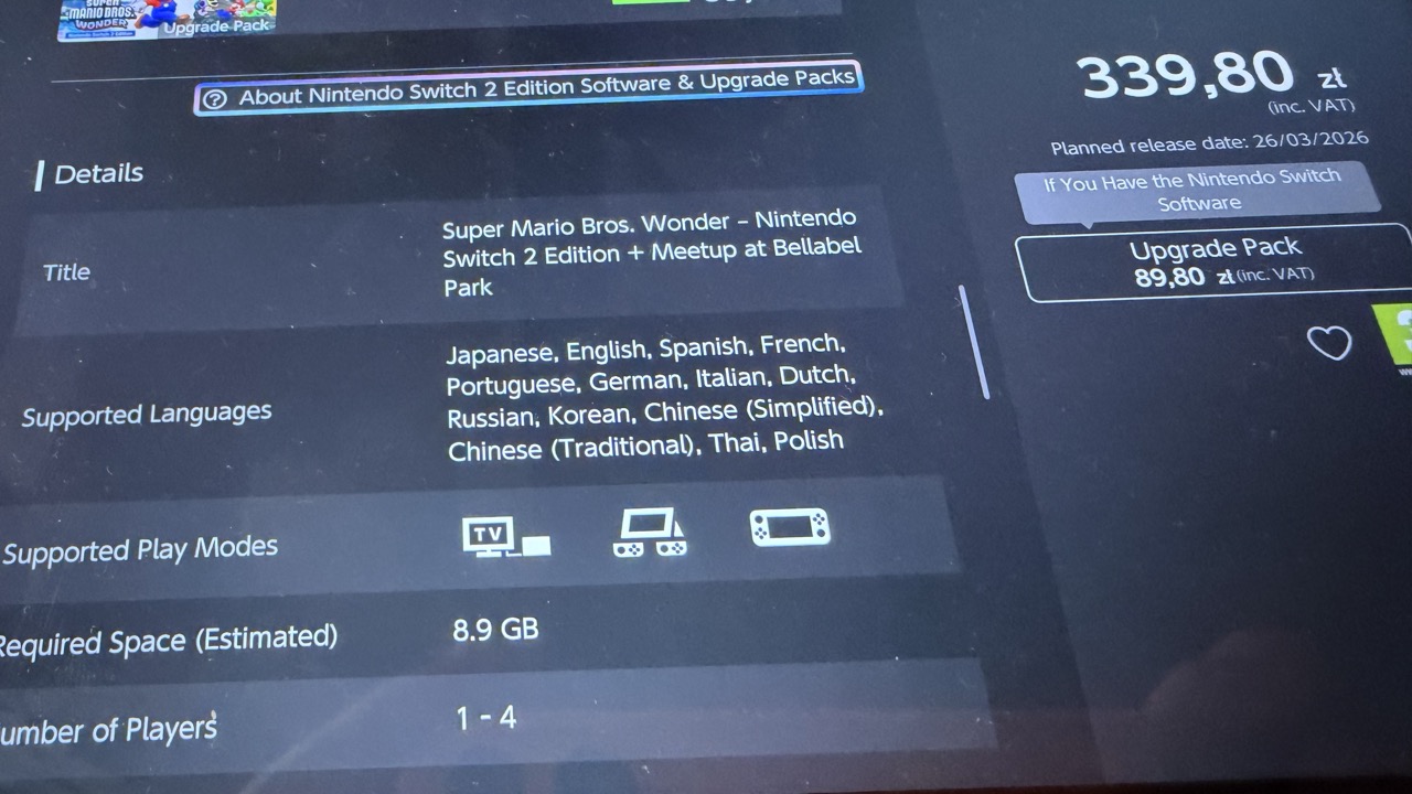 Super Mario Bros. Wonder w wersji na Switcha 2 w marcu