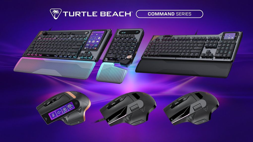 Zdjęcie okładkowe wpisu Turtle Beach prezentuje serię Command. Klawiatura i mysz z ekranami dotykowymi przyciągają uwagę