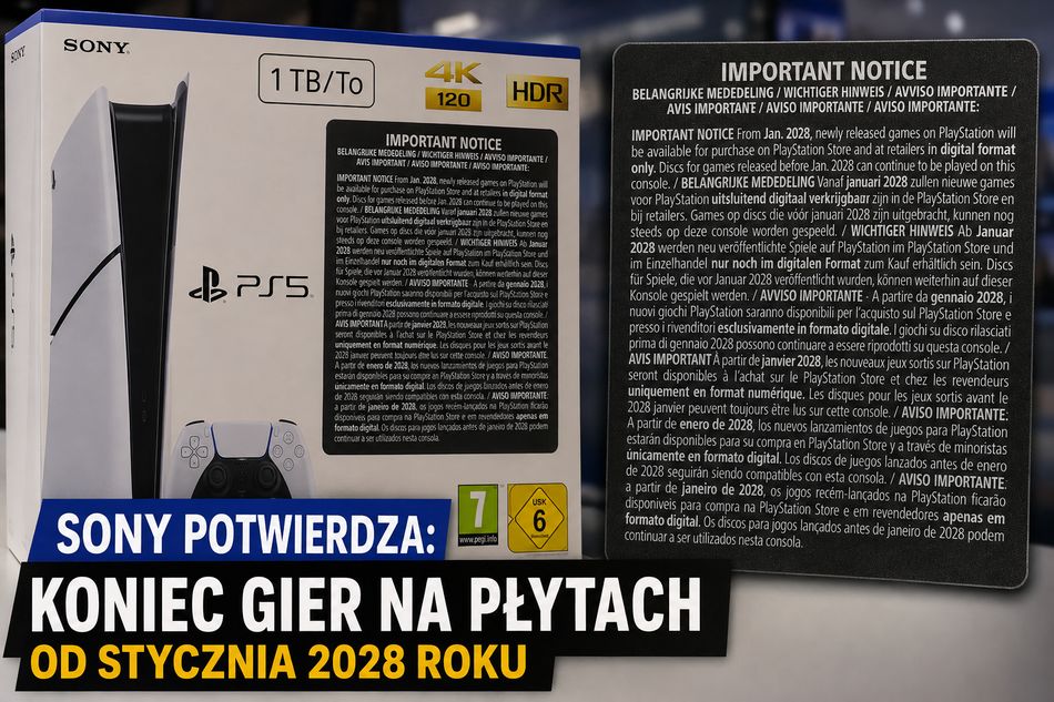 Zdjęcie okładkowe wpisu Sony potwierdza zmiany. Nowe pudełka konsol PS5 już informują o końcu płyt w 2028 roku