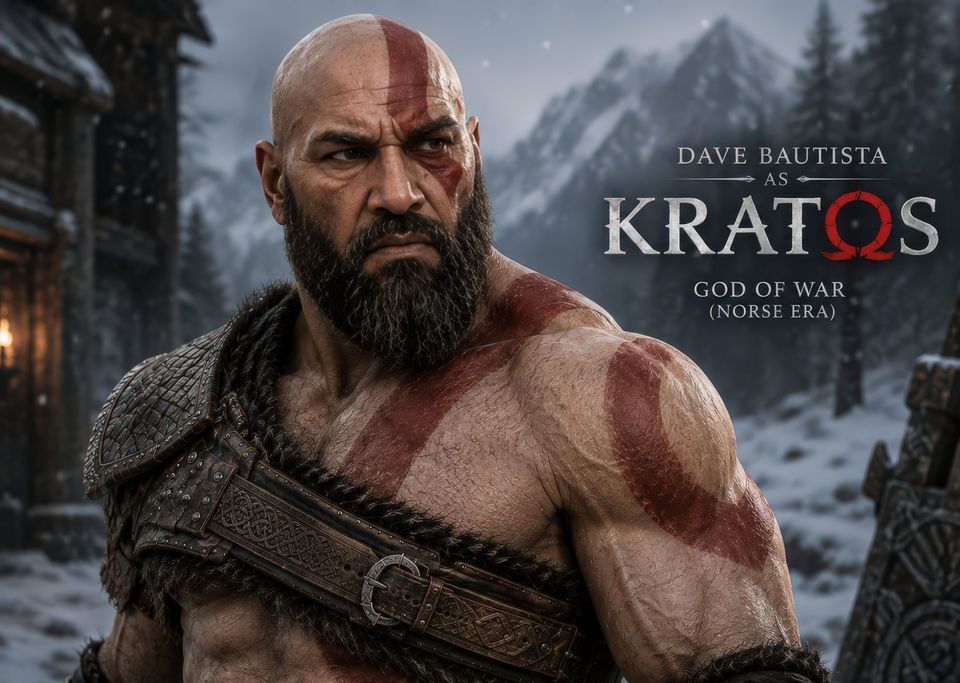 Zdjęcie okładkowe wpisu Dave Bautista oficjalnie Kratosem. Amazon zmienia gwiazdę serialu God of War